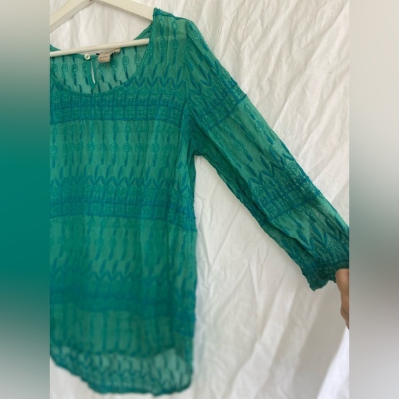 Lucky Brand Boho Semisheer Long sleeve blouse Size Medium - Picture 6 of 11